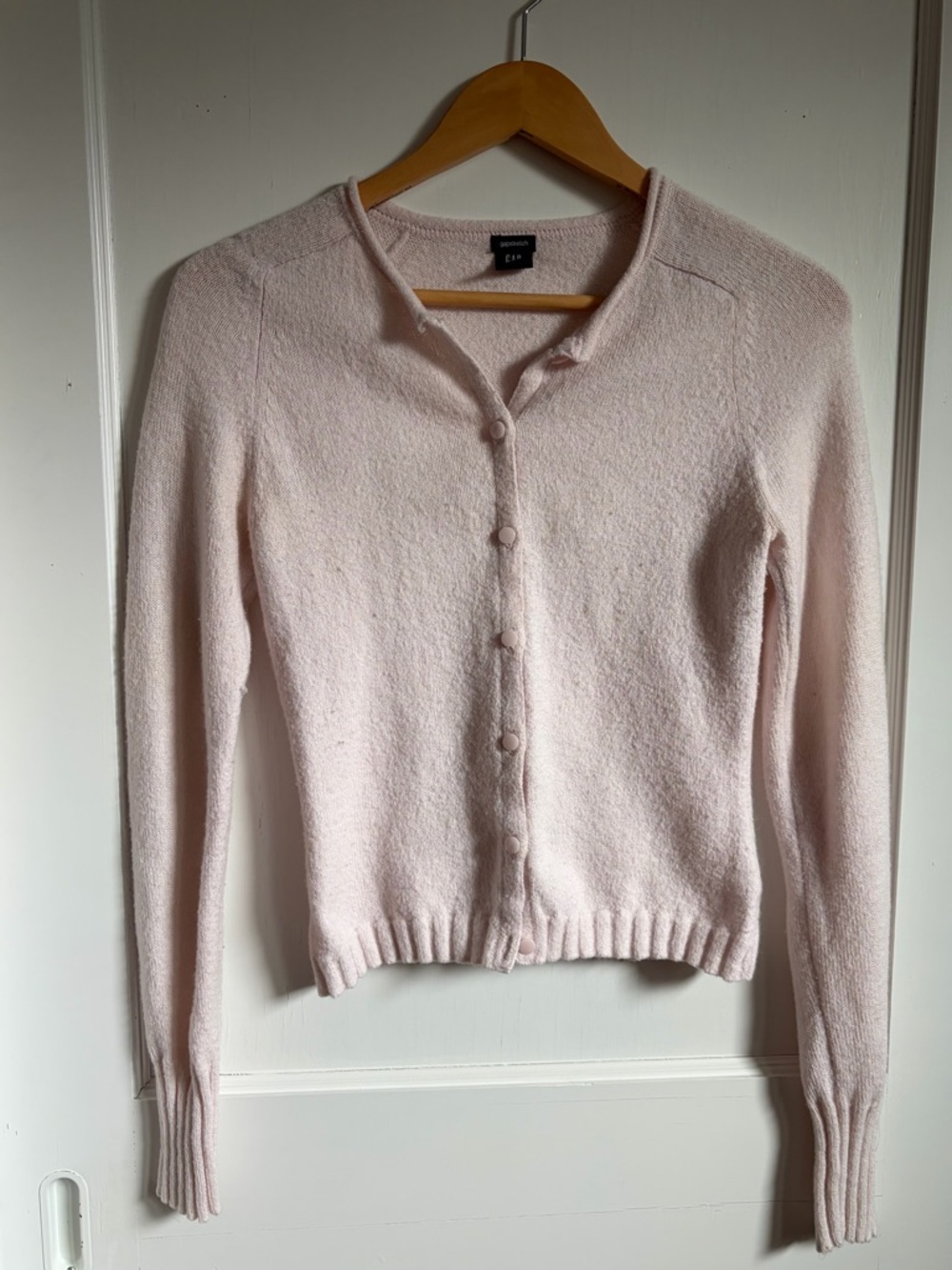 GAP Pale Pink Button-Front Crewneck Cardigan